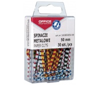 Metal paper clips, OFFICE PRODUCTS, Zebra, coated, 50 mm, in a box, 30 pieces, assorted colours
