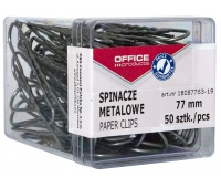Metal paper clips, OFFICE PRODUCTS, 77 mm, in a box, 50 pieces, silver