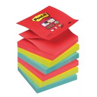 Bloczek samop. POST-IT® Super sticky Z-Notes (R330-6SS-JP) 76x76mm 6x90 kart. energiczne kolory, Bloczki samoprzylepne, Papier i etykiety