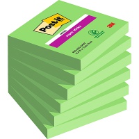 Bloczek samop. POST-IT® Super Sticky (654-6SS-AW), 76x76mm, 1x90 kartek, zielony