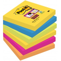 Bloczek samop. POST-IT® Super sticky (654-6SS-RIO) 76x76mm 6x90 kart. paleta Rio de Janeiro, Bloczki samoprzylepne, Papier i etykiety