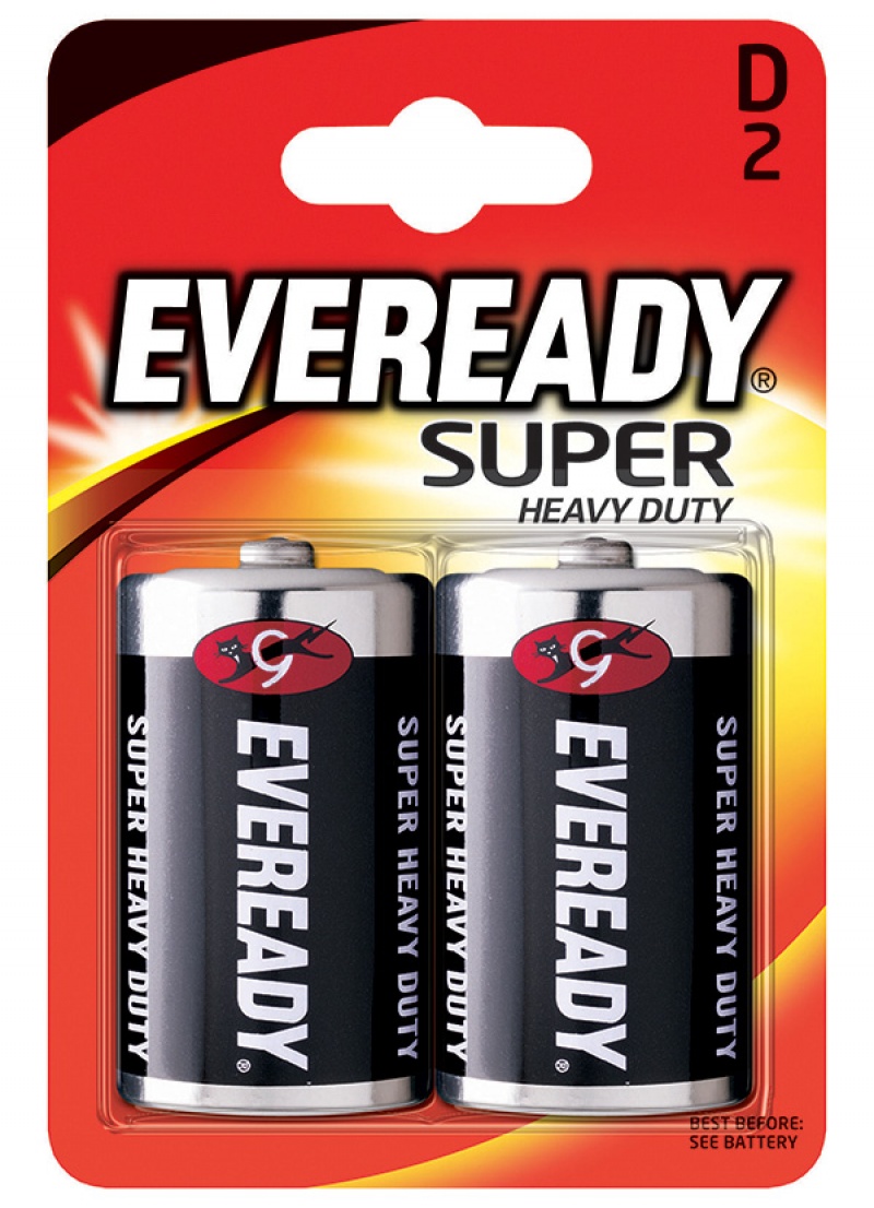 Battery, EVEREADY Super Heavy Duty, D, R20, 1.5V, 2 pcs