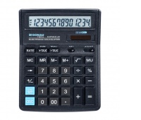 Kalkulator biurowy DONAU TECH, 14-cyfr. wyświetlacz, wym. 190x143x40 mm, czarny, Kalkulatory, Urządzenia i maszyny biurowe