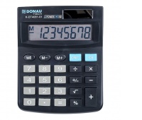Kalkulator biurowy DONAU TECH, 8-cyfr. wyświetlacz, wym. 130x104x19 mm, czarny, Kalkulatory, Urządzenia i maszyny biurowe