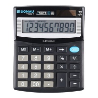 Kalkulator biurowy DONAU TECH, 10-cyfr. wyświetlacz, wym. 122x100x32 mm, czarny, Kalkulatory, Urządzenia i maszyny biurowe