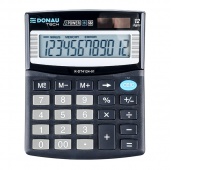 Kalkulator biurowy DONAU TECH, 12-cyfr. wyświetlacz, wym. 122x100x32 mm, czarny, Kalkulatory, Urządzenia i maszyny biurowe
