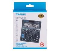 Kalkulator biurowy DONAU TECH, 12-cyfr. wyświetlacz, wym. 140x122x30 mm, czarny, Kalkulatory, Urządzenia i maszyny biurowe