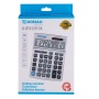 Kalkulator biurowy DONAU TECH, 12-cyfr. wyświetlacz, wym. 210x154x37 mm, metalowa obudowa, srebrny