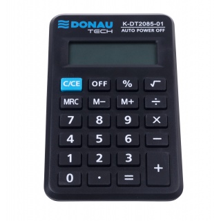 Kalkulator kieszonkowy DONAU TECH, 8-cyfr. wyświetlacz, wym. 114x69x19 mm, czarny, Kalkulatory, Urządzenia i maszyny biurowe
