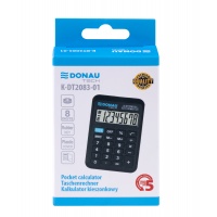 Kalkulator kieszonkowy DONAU TECH, 8-cyfr. wyświetlacz, wym. 89x58x11 mm, czarny, Kalkulatory, Urządzenia i maszyny biurowe