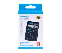 Kalkulator kieszonkowy DONAU TECH, 8-cyfr. wyświetlacz, wym. 97x62x11 mm, czarny, Kalkulatory, Urządzenia i maszyny biurowe