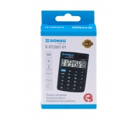 Kalkulator kieszonkowy DONAU TECH, 8-cyfr. wyświetlacz, wym. 90x60x11 mm, czarny, Kalkulatory, Urządzenia i maszyny biurowe