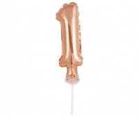 BALON FOLIOWY 13CM. NA PATYCZKU "CYFRA 1" RÓŻ-ZŁ., Podkategoria, Kategoria