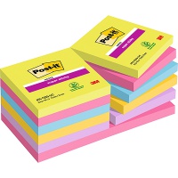 Self-adhesive pad, POST-IT® Super Sticky (654 -12SSUC), 76x76mm, 1x90 sheets, neon colours
