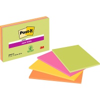 Self-adhesive pad, POST-IT® Super Sticky (6845-SSP), 200x149mm, 4x45 sheets, assorted colours