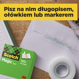 Taśma biurowa SCOTCH® Magic™ (810), matowa, 12mm, 33m, Taśmy biurowe, Drobne akcesoria biurowe