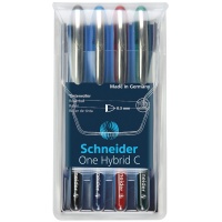 Rollerball pen, Schneider, ONE Hybrid C 0.3mm, in a case, 4 pcs, assorted colours