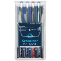 Rollerball pen, Schneider, ONE Hybrid C 0.5mm, in a case, 4 pcs, assorted colours