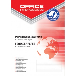Papier kancelaryjny OFFICE PRODUCTS, w linie, A3, 100ark., Papiery specjalne, Papier i etykiety