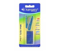 Stapler, KANGARO Mini-10/Y2 C-THRU + staples, staples up to 10 sheets, blister, light blue