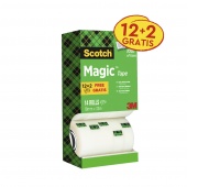 Office tape SCOTCH® Magic™ (8-1933R14 TPR), matt, 19mm, 33m, 12pcs., 2 rolls for FREE