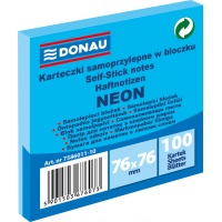 Self-adhesive pad, DONAU, 76x76mm, 1x100 sheets, neon, blue