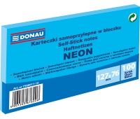 Self-adhesive pad, DONAU, 127x76mm, 1x100 sheets, neon, blue