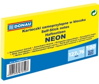 Self-adhesive pad, DONAU, 127x76mm, 1x100 sheets, neon, yellow