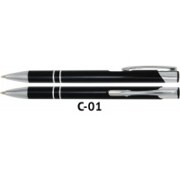 Długopis automatyczny COSMO z grawerem czarny, Długopisy, Artykuły do pisania i korygowania