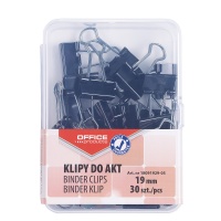 Klipy do dokumentów OFFICE PRODUCTS, 19mm, 30szt., w pudełku, czarne, Klipy, Drobne akcesoria biurowe