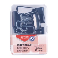 Klipy do dokumentów OFFICE PRODUCTS, 32mm, 12szt., w pudełku, czarne, Klipy, Drobne akcesoria biurowe