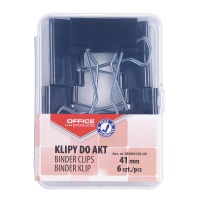 Klipy do dokumentów OFFICE PRODUCTS, 41mm, 6szt., w pudełku, czarne, Klipy, Drobne akcesoria biurowe