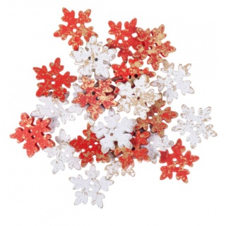 DREWN.GUZIKI ŚNIEŻYNKI 2,5CM.24szt.CZERW./BIAŁE ZŁ, Podkategoria, Kategoria