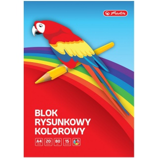 BLOK RYSUNKOWY A4 20K 80G KOLOROWY, Bloki, Zeszyty i bloki