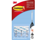 Hooks, Command™ (17067CLR PL), with a metal handle, 3 hooks and 4 small strips, transparent, Hooks, Presentation