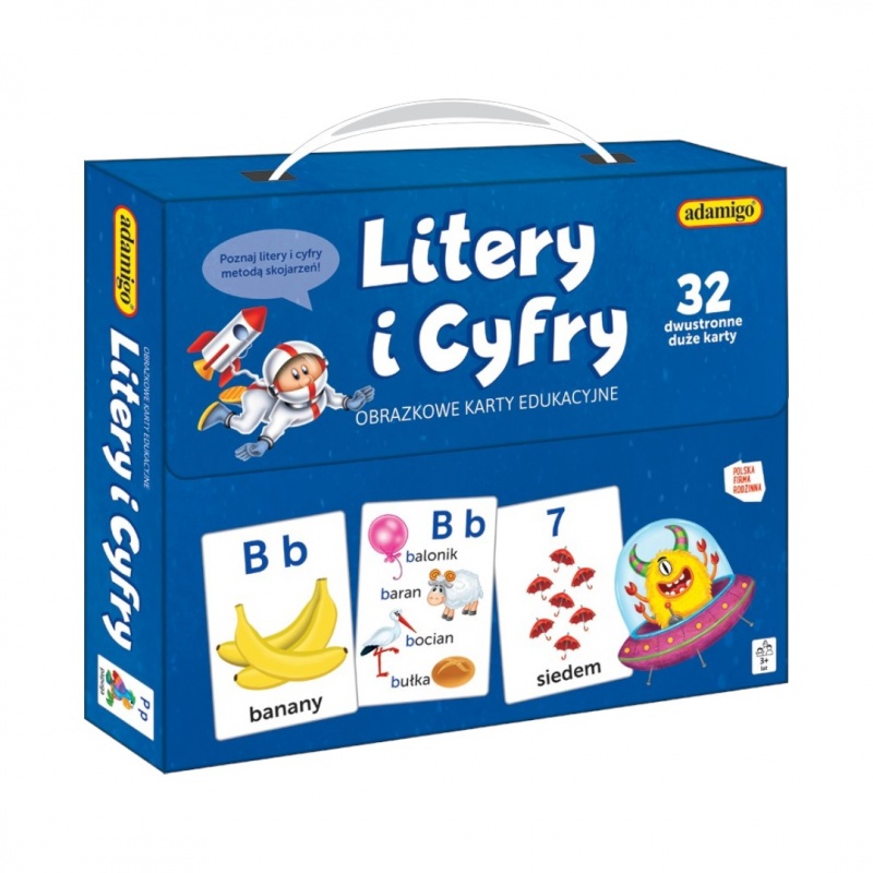 LITERY I CYFRY - obrazkowe karty edukacyjne, Edukacyjne, Gry