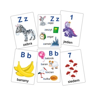 LITERY I CYFRY - obrazkowe karty edukacyjne, Edukacyjne, Gry