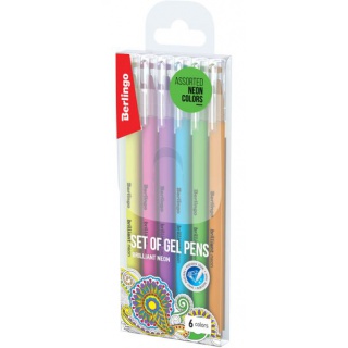 BERLINGO DŁUGOPIS ŻELOWY NEON 0,8MM.6KOL., Podkategoria, Kategoria
