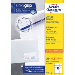 ETYKIETY UNIWERSALNE 70X50,8MM 200ark. AVERY ZWECKFORM, Etykiety samoprzylepne i inne, Galanteria papiernicza