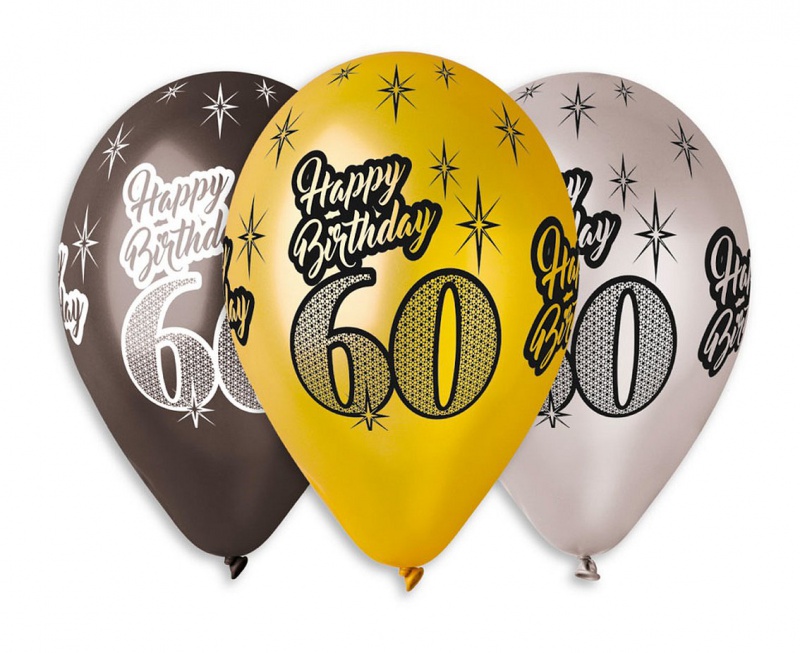 BALONY PREMIUM "HAPPY BIRTHDAY 60" METAL. 12" /6/ BALONY PREMIUM "HAPPY BIRTHDAY 60" METAL. 12" /6/, Podkategoria, Kategoria