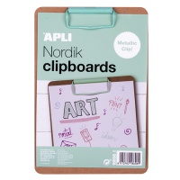 Clipboard APLI Nordik, deska A5, drewniana, z metalowym klipsem, pastelowy zielony, Clipboardy, Archiwizacja dokumentów