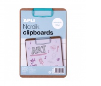 Clipboard APLI Nordik, deska A5, drewniana, z metalowym klipsem, pastelowy niebieski, Clipboardy, Archiwizacja dokumentów