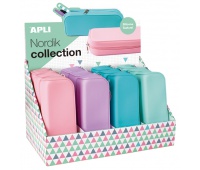 APLI Nordik pencil case, Soft Touch, 185x75x55 mm, silicone, pastel color mix