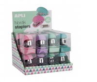 APLI Nordik stapler, Soft Touch, 30 sheets, staples, hanger box, mix of pastel colors