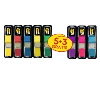 Filing index tabs POST-IT® (683), PP, 11.9x43.2mm, 5x35 + 3x35 free, mix colors
