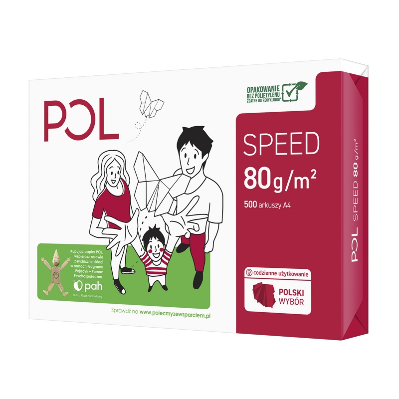 Papier ksero POL SPEED, A4, klasa C, 153CIE, 80gsm, 500ark., Papier do kopiarek, Papier i etykiety