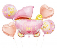 BALONY FOLIOWE ZESTAW WÓZEK RÓŻOWY 5szt. BALONY FOLIOWE ZESTAW WÓZEK RÓŻOWY 5szt., Podkategoria, Kategoria