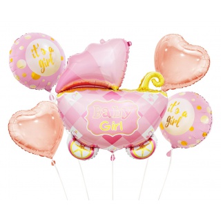 BALONY FOLIOWE ZESTAW WÓZEK RÓŻOWY 5szt., Podkategoria, Kategoria