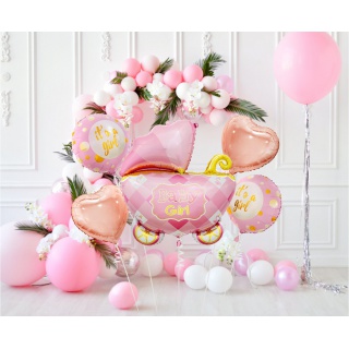 BALONY FOLIOWE ZESTAW WÓZEK RÓŻOWY 5szt., Podkategoria, Kategoria