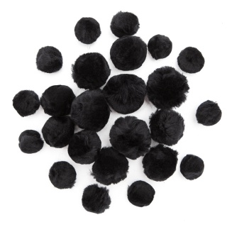 POMPONY AKRYLOWE MIX CZARNE 24szt, Podkategoria, Kategoria